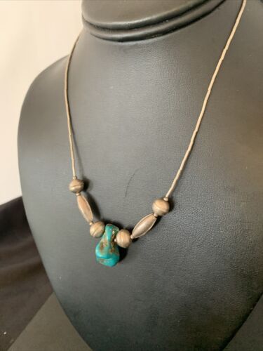 Southwestern Old Pawn Navajo Turquoise Heishi Pendant | Sterling Silver | 16" Chain | 1690