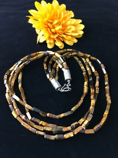 Navajo Tigers Eye Spiny Multi-Color Turquoise Sterling Necklace 19" | Handmade Jewelry | 1789