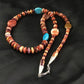 Navajo Turquoise | Purple Red Spiny Oyster Bead Necklace | Sterling Silver | 22" | 10143