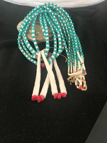 Men's Pueblo Santo Domingo 5-Strand Turquoise Coral Necklace | Sterling Silver | Native American Handmade | 8450