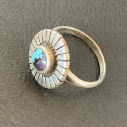 Navajo Blue Turquoise Sugilite Inlay Ring | Sz 5.5 | Authentic Native American Handmade | 11177
