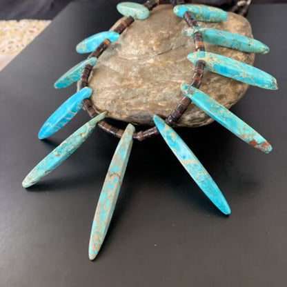 Navajo Blue Jasper Choker Necklace | Sterling Silver Shell Beads | 20" | Authentic Native American Handmade | 11460