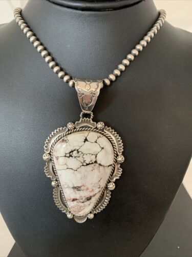 Navajo Wild Horse Turquoise Pendant Necklace | Sterling Silver | Authentic Native American Handmade | 1932