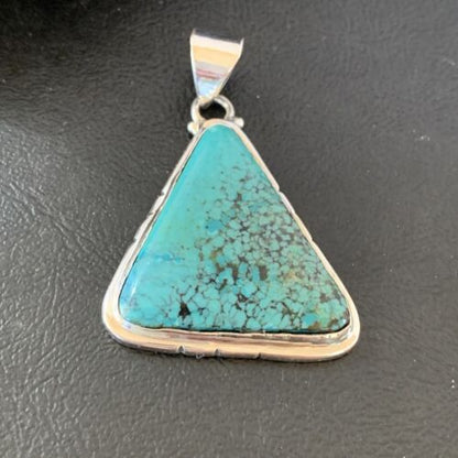 Navajo Men's Pendant | Sterling Silver Spiderweb Turquoise | 2" | Authentic Native American Handmade | 10751