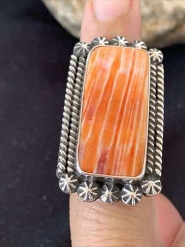 Native American Men's Navajo Spiny Oyster Ring | Sterling Silver | Sz 6.5 | 00999 - Masha USA