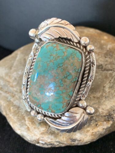Native American Navajo Green Turquoise #8 Ring | Sterling Silver | Sz 10 | 147