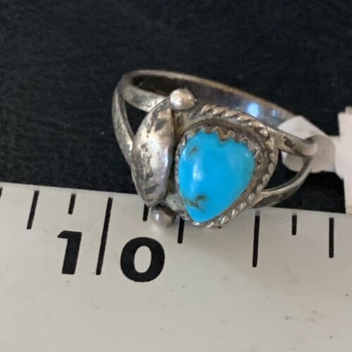 Navajo Blue Turquoise Ring | Sterling Silver | Sz 6.5 | Authentic Native American Handmade | 10782