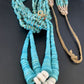 Men's XL Santo Domingo Blue Turquoise Shell Bead Jacla Necklace | 36" | 13187