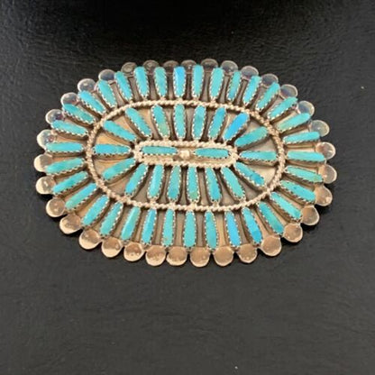 Navajo Blue Turquoise Needle Point Sterling Silver Pin Pendant | Native American Jewelry | 12802
