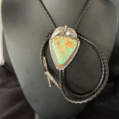 Southwestern Men's Bolo Tie | Blue #8 Turquoise | Sterling Silver | Navajo | 14112