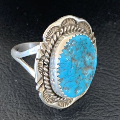 Navajo Blue Kingman Turquoise Ring | Sterling Silver | Sz 9 | 12953