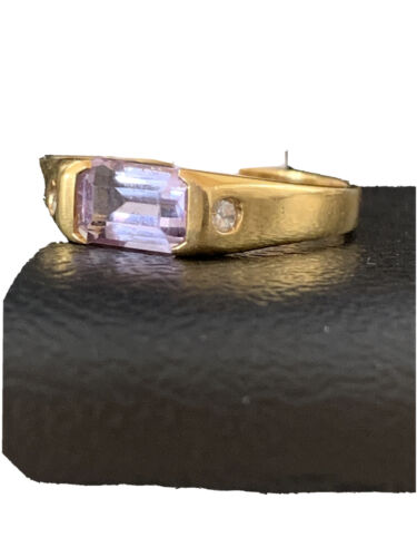 Navajo Women's Purple Amethyst Ring | Sterling Silver Gold Plated | Sz 9 | Authentic Native American Handmade | 01799