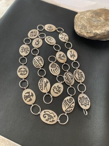 Native American Men's Old Pawn Sterling Silver Hopi Concho Belt | Authentic Handmade | 1427