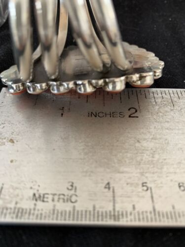Navajo Spiny Oyster Cluster Cuff Bracelet | Sterling Silver | Authentic Native American Handmade | 4954
