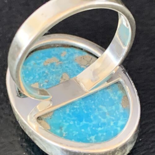 Navajo Blue Turquoise Adjustable Ring | Sterling Silver | Sz 8.5 | Authentic Native American Handmade | 14036