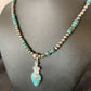 Navajo Pearls Necklace with Blue Mojave Turquoise Moon Pendant | Authentic Native American Sterling Silver | Multi-Stone | 11912