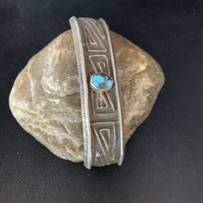 Navajo Blue Turquoise Hair Barrette | Sterling Silver | 4" | Authentic Native American Handmade | 13731 - Masha USA