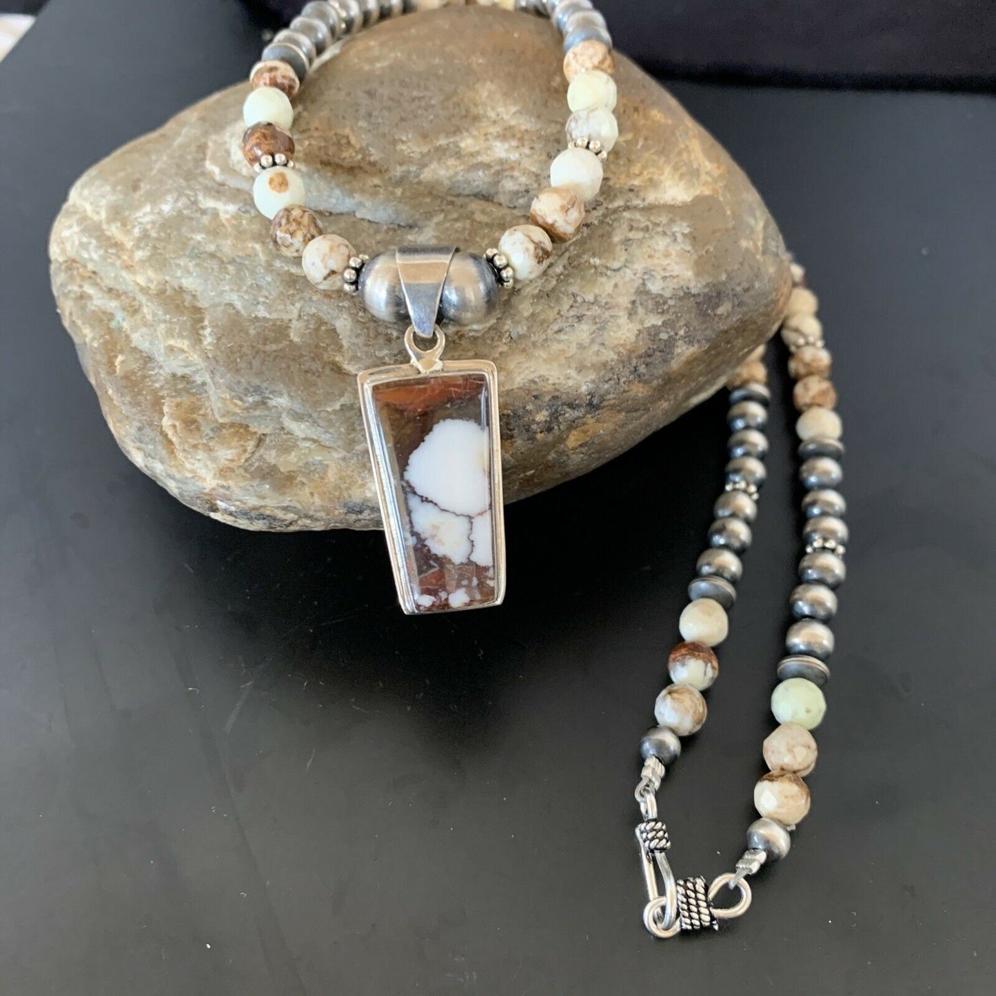 Navajo Wild Horse Turquoise Necklace Pendant | Sterling Silver | Authentic Native American Handmade | 11372