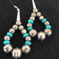 Navajo Turquoise Bead Earrings | Sterling Silver | Stamped | Native American | 10202