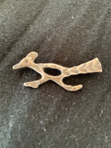 Native Road Runner Navajo Sterling Silver Stamped Old Pawn Pin Brooch | Authentic Native American Handmade | 4104