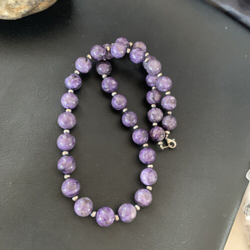 Navajo Purple Charoite Necklace | Sterling Silver | 20" | Authentic Native American Handmade | 11961