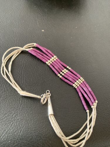 Navajo Purple Sugilite Heishi Bracelet | Sterling Silver | 8" | Authentic Native American Handmade | 2175