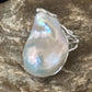 Women's White Baroque Pearl Adjustable Ring | Sterling Silver | Sz 7.5 | 14263