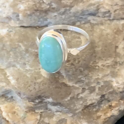 Navajo Blue Turquoise Ring | Sterling Silver | Sz 7 | Authentic Native American Handmade | 11432