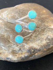 Navajo Blue Kingman Turquoise Multi-Stone Ring | Authentic Native American Sterling Silver | Sz 6 | 12458