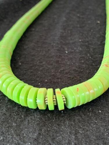 Navajo Green Gaspeite Necklace | Sterling Silver | 21" | Authentic Native American Handmade | 4243