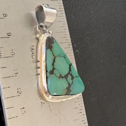 Navajo Men's Pendant | Sterling Silver Spiderweb Turquoise | 2" | Authentic Native American Handmade | 10755