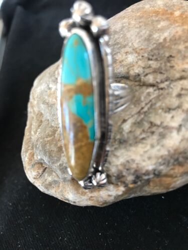 Navajo Blue Turquoise Ring | Sterling Silver | Sz 6.5 | Authentic Native American Handmade | Yazzie | 3530