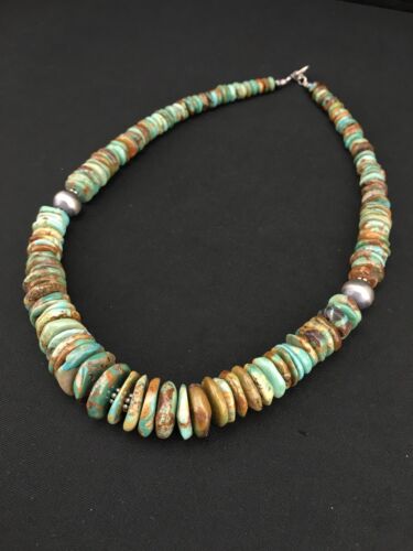 Navajo Graduated Turquoise Necklace | Sterling Silver | Authentic Native American | 21" | 1242