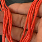 Red Stabilized Coral Heishi Necklace | 5-Strands | Sterling Silver | 20" | Authentic Native American Handmade | 00761