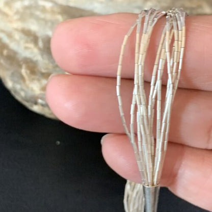 Native American Women's Liquid Silver Heishi Bracelet | 15 Strand | Sterling Silver | 8" | 13613