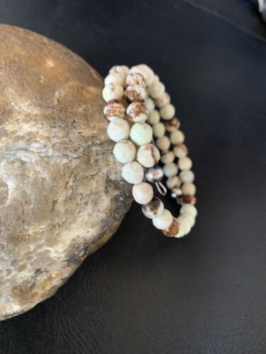 Navajo Wild Horse Turquoise Bead Bracelet | Stainless Steel | Authentic Native American Handmade | 12935