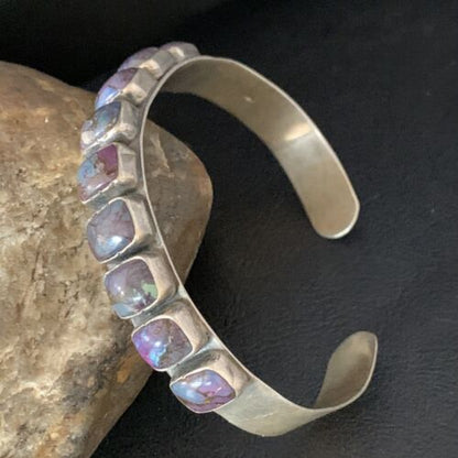 Navajo Purple Sugilite Row Cuff Bracelet | Sterling Silver | Authentic Native American Handmade | 14211