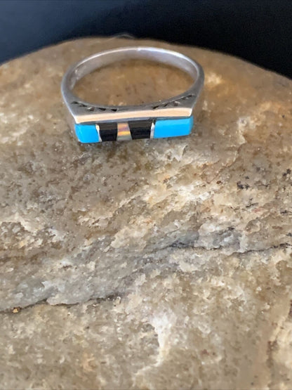 Native American Navajo Blue Lapis Turquoise Opal Inlay Ring | Sz 6 | 11145 - Masha USA