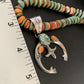 Navajo Pearl Sterling Silver Necklace with Royston Turquoise & Spiny Oyster Naja Pendant | 11579