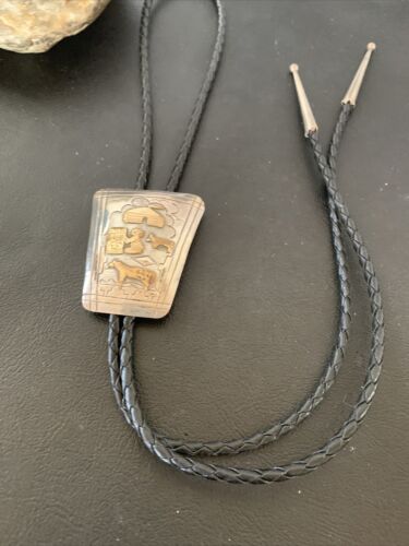 Vintage Navajo Horse Bolo Tie | Sterling Silver | Old Pawn Signed | Authentic Native American Handmade | 02020 - Masha USA