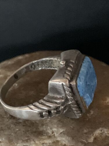 Navajo Blue Denim Lapis Ring | Sterling Silver | Sz 6.5 | Authentic Native American Handmade | 01994