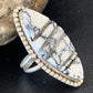 Navajo White Buffalo Turquoise Inlay Ring | Sterling Silver | Sz 9 | Authentic Native American Handmade | 12174