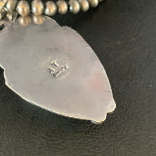 White Buffalo Turquoise Pendant Necklace | Sterling Silver | Navajo | Authentic Native American Handmade | 14049
