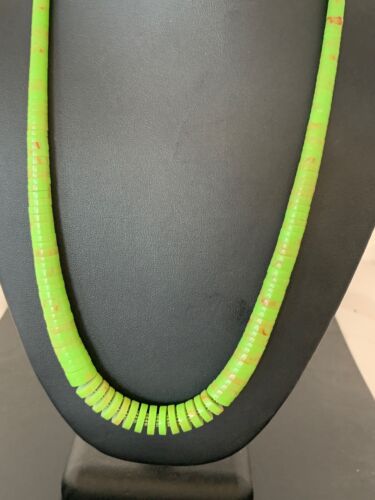 Navajo Green Gaspeite Necklace | Sterling Silver | 21" | Authentic Native American Handmade | 4243