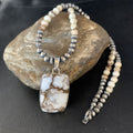 Navajo Wild Horse Turquoise Necklace Pendant | Sterling Silver | 20" | Authentic Native American Handmade | 13862