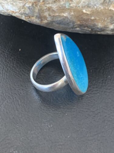 Navajo Women's Blue Kingman Turquoise Ring | Sterling Silver | Sz 9 | Authentic Native American Handmade | 11618