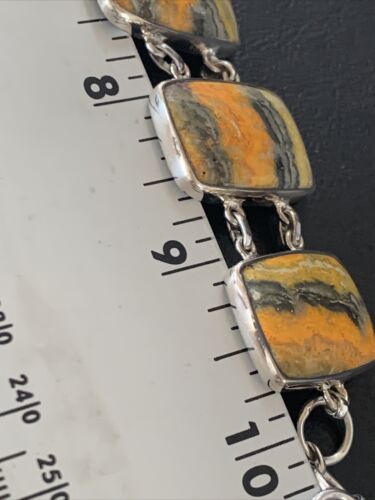 Navajo Bumblebee Jasper 5-Stone Link Bracelet | Sterling Silver | 7.5" | Authentic Native American Handmade | 11654