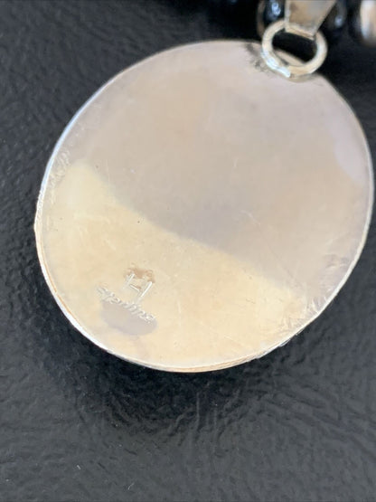 Native American Men's Navajo Pearl Necklace Pendant | Sterling Silver Black Onyx | 11742