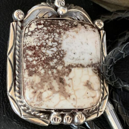 Navajo Wild Horse Turquoise Bolo Tie | Sterling Silver | Authentic Native American Handmade | 14113