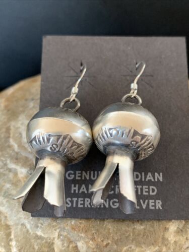 Native American Navajo Pearls Naja Earrings | Sterling Silver | 1" | 1043